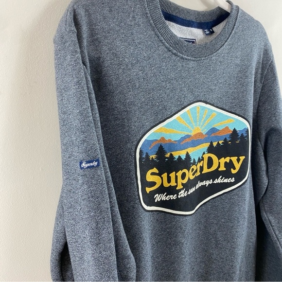 SuperDry Men's Gray Travel Postcard Graphic Crewneck Sweatshirt Sz M - Picture 3 of 11